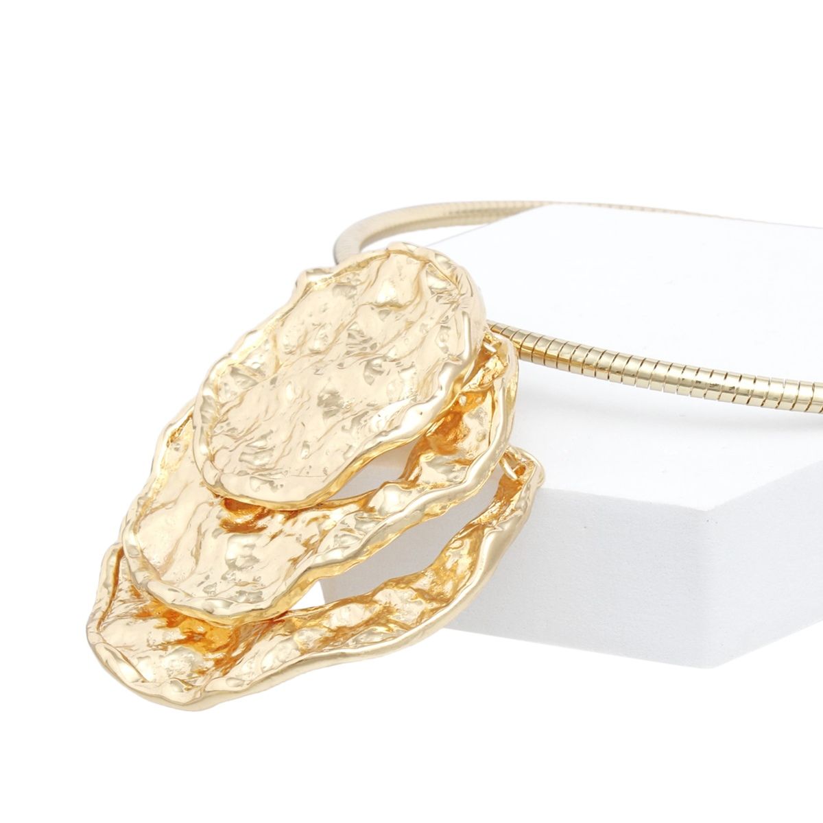 Pendant Gold Industrial Stacked Disc Necklace