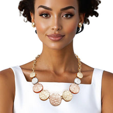 Cargar imagen en el visor de la galería, Chain Multi Heavy Duty Crinkle Metal Disc Necklace