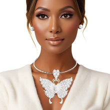 Cargar imagen en el visor de la galería, Choker Silver Pearl Butterfly Pendant Necklace