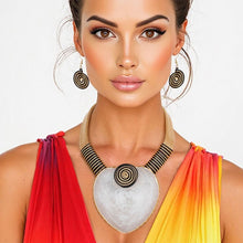 Load image into Gallery viewer, Collar White Large Resin Agate Slice Pendant Set