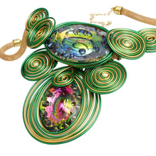 Load image into Gallery viewer, AKA Green Gold Wire Drilled Crystal Bib Necklace