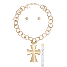 Load image into Gallery viewer, Pendant Chunky Matte Gold Cross Chain Necklace