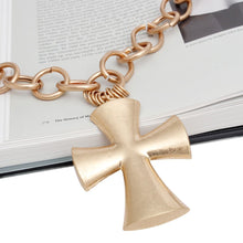 Load image into Gallery viewer, Pendant Chunky Matte Gold Cross Chain Necklace