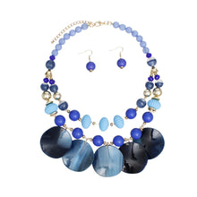 Load image into Gallery viewer, Beaded Fluid Artistic Blue Bead Marbled Disc Set