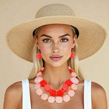 Load image into Gallery viewer, Bead Pink Marbled Geometric Chunky Necklace