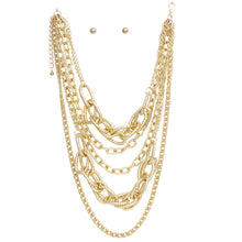Load image into Gallery viewer, Layered Chain Gold Multi Link 5 Strand Necklace