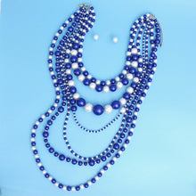 Load image into Gallery viewer, ZPB Sorority Blue White 7 Strand Pearl Necklace