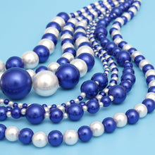 Load image into Gallery viewer, ZPB Sorority Blue White 7 Strand Pearl Necklace
