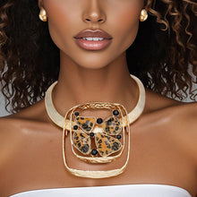 Load image into Gallery viewer, Chunky Collar Exotic Gold Leopard Safari Necklace
