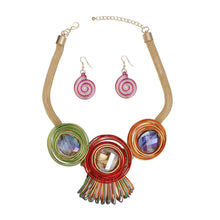 Load image into Gallery viewer, Bib Multicolor Looped Wire Round Bead Necklace
