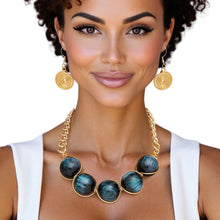 Load image into Gallery viewer, Collar Black Galactic Bead Gold Chain Necklace