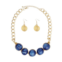 Load image into Gallery viewer, Collar Blue Galactic Bead Gold Chain Necklace