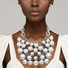 Load image into Gallery viewer, Bib Opulent Ball Bead Silver Chainmaille Necklace