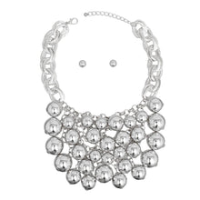 Load image into Gallery viewer, Bib Opulent Ball Bead Silver Chainmaille Necklace