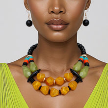 Cargar imagen en el visor de la galería, Beaded Mustard Stone Ethnic Chic Layered Necklace