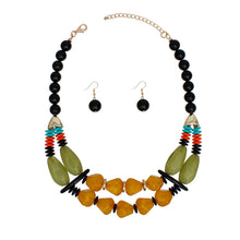 Cargar imagen en el visor de la galería, Beaded Mustard Stone Ethnic Chic Layered Necklace