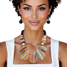 Load image into Gallery viewer, Collar Vibrant Contemporary Geo Stripe Necklace