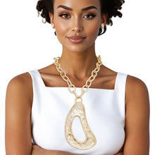 Load image into Gallery viewer, Pendant XL Gold Melted Metal Abstract Necklace