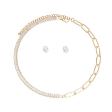 Cargar imagen en el visor de la galería, Gold CZ Mixed Link Necklace