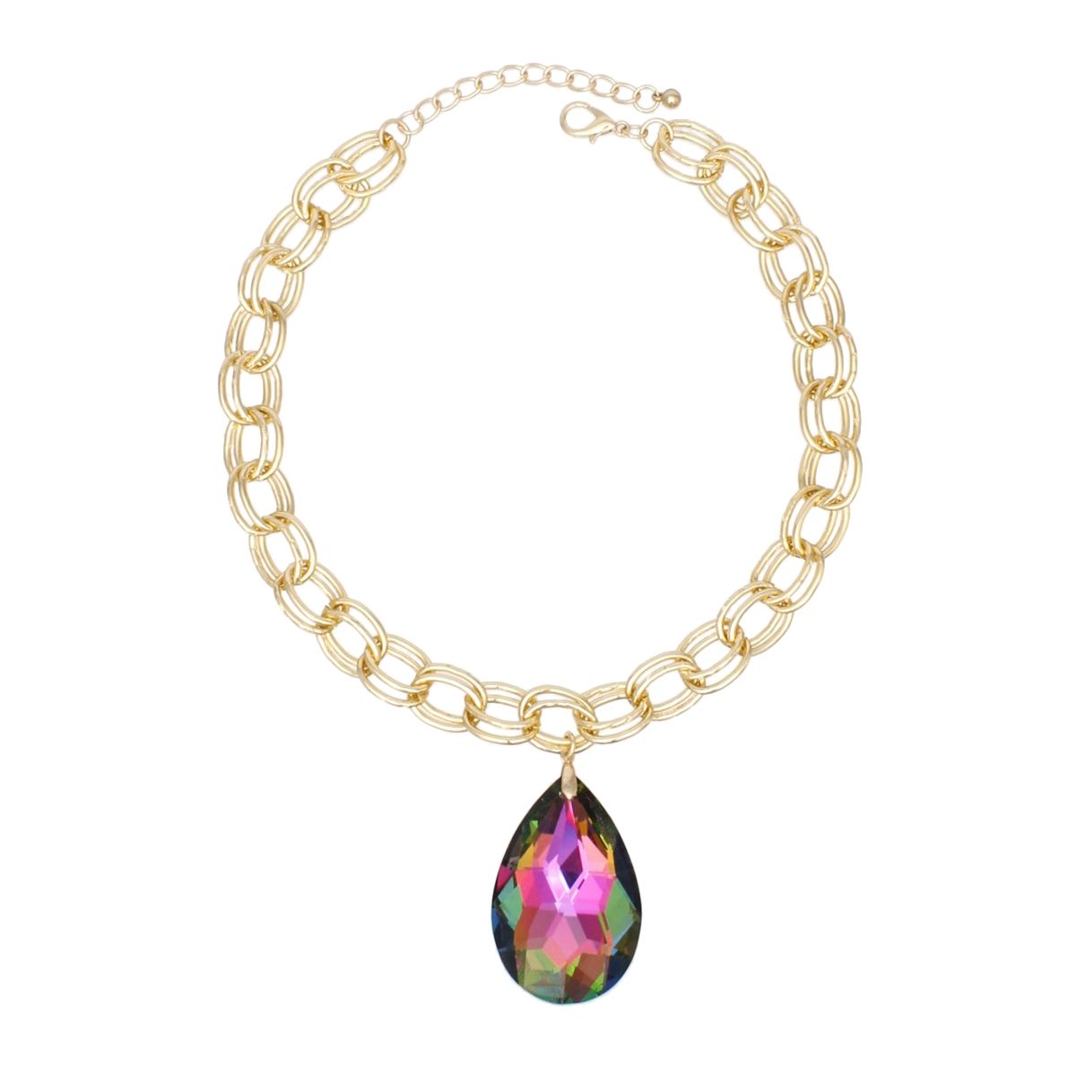 Pendant Bold Multicolor Teardrop Crystal Necklace