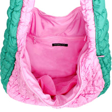 Load image into Gallery viewer, AKA Sorority Large Pink Green Quilted Shoulder Bag