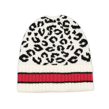 Load image into Gallery viewer, Beanie Hat Acrylic Ivory Leopard Hat for Women