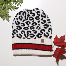 Load image into Gallery viewer, Beanie Hat Acrylic Ivory Leopard Hat for Women