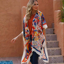 Cargar imagen en el visor de la galería, Red Mixed Pattern Tassel Kimono
