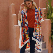Cargar imagen en el visor de la galería, Red Mixed Pattern Tassel Kimono