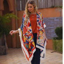 Cargar imagen en el visor de la galería, Red Mixed Pattern Tassel Kimono