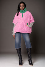 Cargar imagen en el visor de la galería, AKA Sorority Quilted Puffer Pink and Green Poncho
