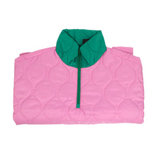 Cargar imagen en el visor de la galería, AKA Sorority Quilted Puffer Pink and Green Poncho