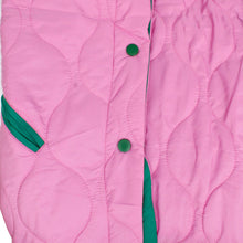 Cargar imagen en el visor de la galería, AKA Sorority Quilted Puffer Pink and Green Poncho