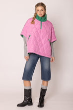 Cargar imagen en el visor de la galería, AKA Sorority Quilted Puffer Pink and Green Poncho