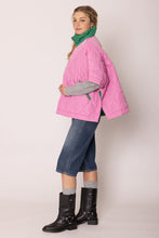 Cargar imagen en el visor de la galería, AKA Sorority Quilted Puffer Pink and Green Poncho