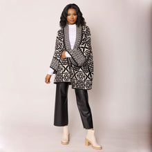 Load image into Gallery viewer, Cardigan Tile Print Knit Black and White for Women
