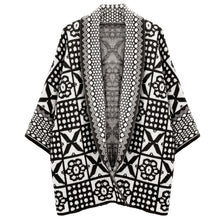 Load image into Gallery viewer, Cardigan Tile Print Knit Black and White for Women