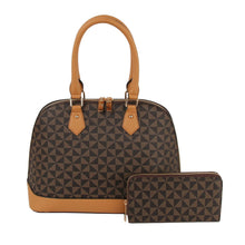 Load image into Gallery viewer, Handbag Brown Diamond Plaid Structured Satchel Bag