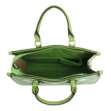 Load image into Gallery viewer, Tote Green Luxe Monogram Structured Satchel Bag