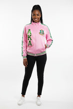 Load image into Gallery viewer, AKA Greek Apparel XL Pink Zip Up Track Jacket