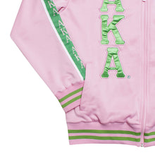 Load image into Gallery viewer, AKA Greek Apparel XL Pink Zip Up Track Jacket