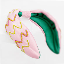 Cargar imagen en el visor de la galería, AKA Zig Zag Pink and Green Embroidered Headband