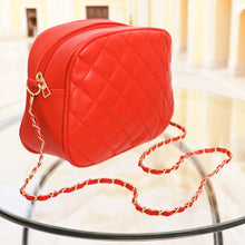 Load image into Gallery viewer, Crossbody Small Red Quilted Chain Strap Bag Women