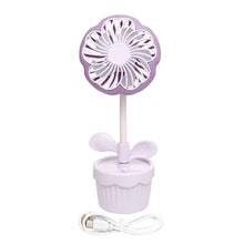 Load image into Gallery viewer, Portable Desk Fan Purple Flower Pot Kuromi