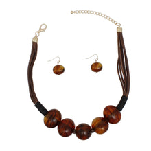 Cargar imagen en el visor de la galería, Beaded Chunky Brown Artisan Bead Cord Necklace