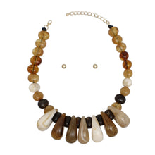 Load image into Gallery viewer, Beaded Rich Marbled Earthy Tone Teardrop Necklace