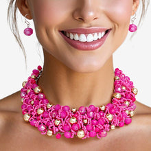 Load image into Gallery viewer, Bib Fuchsia Artistic Glass Copper Choker Necklace