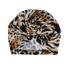 Load image into Gallery viewer, Turban Pre-Tied Knot Brown Animal Print for Women