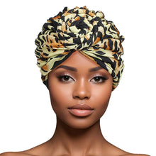 Load image into Gallery viewer, Turban Pre-Tied Knot Yellow Animal Print for Women