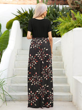 Load image into Gallery viewer, Printed Round Neck Short Sleeve Maxi Dress